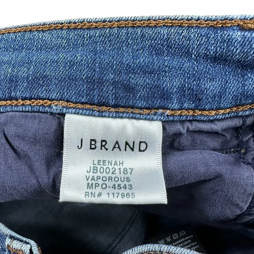 J‎ BRAND Leenah Blue Medium Wash Skinny Denim Jeans Size 26 Frayed Raw Hems - Picture 5 of 7
